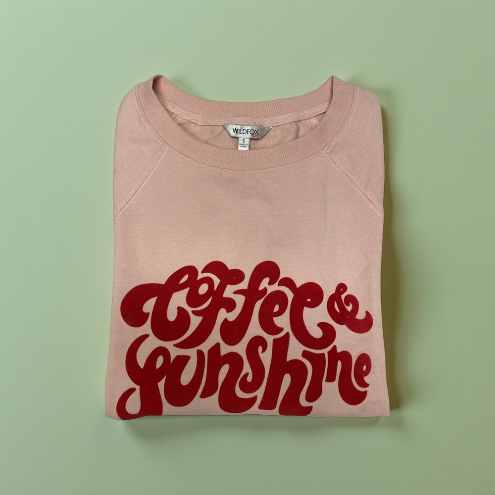 NWT Wildfox “Coffee & Sunshine” Pink Pullover Sweatshirt Size Small – Velvet Let